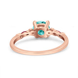 Vintage Style Round Bridal Wedding Engagement Ring Marquise Ruby Simulated Cubic Zirconia 925 Sterling Silver