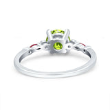 Vintage Style Round Bridal Wedding Engagement Ring Marquise Ruby Simulated Cubic Zirconia 925 Sterling Silver