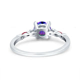 Vintage Style Round Bridal Wedding Engagement Ring Marquise Ruby Simulated Cubic Zirconia 925 Sterling Silver