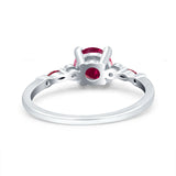 Vintage Style Round Bridal Wedding Engagement Ring Marquise Ruby Simulated Cubic Zirconia 925 Sterling Silver