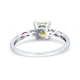 Vintage Style Round Bridal Wedding Engagement Ring Marquise Ruby Simulated Cubic Zirconia 925 Sterling Silver