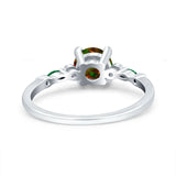 Vintage Style Round Bridal Wedding Engagement Ring Marquise Green Emerald Simulated Cubic Zirconia 925 Sterling Silver