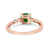 Vintage Style Round Bridal Wedding Engagement Ring Marquise Green Emerald Simulated Cubic Zirconia 925 Sterling Silver