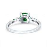 Vintage Style Round Bridal Wedding Engagement Ring Marquise Green Emerald Simulated Cubic Zirconia 925 Sterling Silver