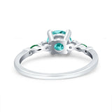 Vintage Style Round Bridal Wedding Engagement Ring Marquise Green Emerald Simulated Cubic Zirconia 925 Sterling Silver