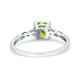Vintage Style Round Bridal Wedding Engagement Ring Marquise Green Emerald Simulated Cubic Zirconia 925 Sterling Silver