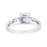 Vintage Style Round Bridal Wedding Engagement Ring Marquise Green Emerald Simulated Cubic Zirconia 925 Sterling Silver