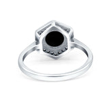 Art Deco Hexagon Shape Wedding Bridal Ring Round Simulated Cubic Zirconia 925 Sterling Silver
