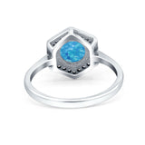 Art Deco Hexagon Shape Wedding Bridal Ring Round Simulated Cubic Zirconia 925 Sterling Silver