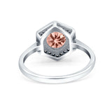 Art Deco Hexagon Shape Wedding Bridal Ring Round Simulated Cubic Zirconia 925 Sterling Silver