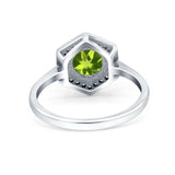 Art Deco Hexagon Shape Wedding Bridal Ring Round Simulated Cubic Zirconia 925 Sterling Silver