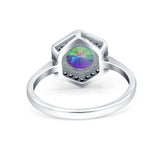Art Deco Hexagon Shape Wedding Bridal Ring Round Simulated Cubic Zirconia 925 Sterling Silver