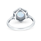 Art Deco Hexagon Shape Wedding Bridal Ring Round Simulated Cubic Zirconia 925 Sterling Silver