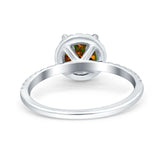 Halo Art Deco Engagement Wedding Bridal Ring Round Simulated Cubic Zirconia 925 Sterling Silver