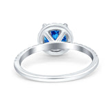 Halo Art Deco Engagement Wedding Bridal Ring Round Simulated Cubic Zirconia 925 Sterling Silver