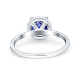 Halo Art Deco Engagement Wedding Bridal Ring Round Simulated Cubic Zirconia 925 Sterling Silver