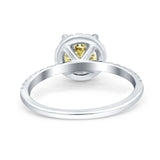 Halo Art Deco Engagement Wedding Bridal Ring Round Simulated Cubic Zirconia 925 Sterling Silver