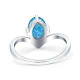 Simulated Cubic Zirconia V Art Deco Wedding Ring Oval 925 Sterling Silver