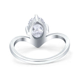 Simulated Cubic Zirconia V Art Deco Wedding Ring Oval 925 Sterling Silver