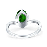 Simulated Cubic Zirconia V Art Deco Wedding Ring Oval 925 Sterling Silver