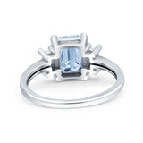 Emerald Cut Art Deco Three Stone Wedding Ring Simulated Cubic Zirconia 925 Sterling Silver