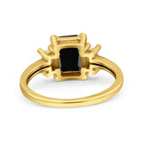 Emerald Cut Art Deco Three Stone Wedding Ring Simulated Cubic Zirconia 925 Sterling Silver