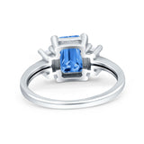 Emerald Cut Art Deco Three Stone Wedding Ring Simulated Cubic Zirconia 925 Sterling Silver