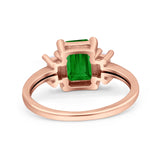 Emerald Cut Art Deco Three Stone Wedding Ring Simulated Cubic Zirconia 925 Sterling Silver