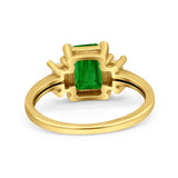 Emerald Cut Art Deco Three Stone Wedding Ring Simulated Cubic Zirconia 925 Sterling Silver