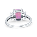 Emerald Cut Art Deco Three Stone Wedding Ring Simulated Cubic Zirconia 925 Sterling Silver