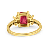 Emerald Cut Art Deco Three Stone Wedding Ring Simulated Cubic Zirconia 925 Sterling Silver