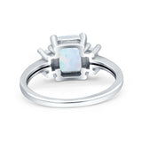 Emerald Cut Art Deco Three Stone Wedding Ring Simulated Cubic Zirconia 925 Sterling Silver