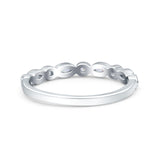 Half Eternity Band Marquise Round Simulated Cubic Zirconia 925 Sterling Silver (2.5mm)