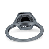 Art Deco Hexagon Wedding Bridal Ring Round Simulated Cubic Zirconia 925 Sterling Silver