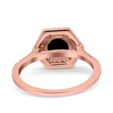 Art Deco Hexagon Wedding Bridal Ring Round Simulated Cubic Zirconia 925 Sterling Silver