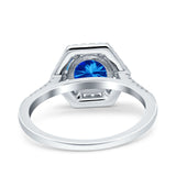 Art Deco Hexagon Wedding Bridal Ring Round Simulated Cubic Zirconia 925 Sterling Silver