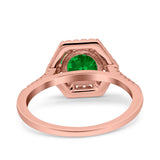 Art Deco Hexagon Wedding Bridal Ring Round Simulated Cubic Zirconia 925 Sterling Silver