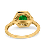 Art Deco Hexagon Wedding Bridal Ring Round Simulated Cubic Zirconia 925 Sterling Silver