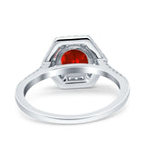 Art Deco Hexagon Wedding Bridal Ring Round Simulated Cubic Zirconia 925 Sterling Silver