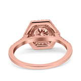 Art Deco Hexagon Wedding Bridal Ring Round Simulated Cubic Zirconia 925 Sterling Silver