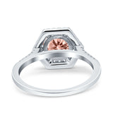 Art Deco Hexagon Wedding Bridal Ring Round Simulated Cubic Zirconia 925 Sterling Silver