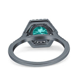 Art Deco Hexagon Wedding Bridal Ring Round Simulated Cubic Zirconia 925 Sterling Silver