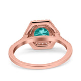 Art Deco Hexagon Wedding Bridal Ring Round Simulated Cubic Zirconia 925 Sterling Silver