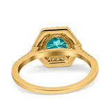 Art Deco Hexagon Wedding Bridal Ring Round Simulated Cubic Zirconia 925 Sterling Silver