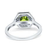 Art Deco Hexagon Wedding Bridal Ring Round Simulated Cubic Zirconia 925 Sterling Silver