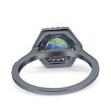 Art Deco Hexagon Wedding Bridal Ring Round Simulated Cubic Zirconia 925 Sterling Silver