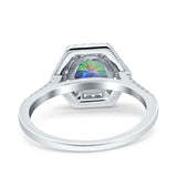 Art Deco Hexagon Wedding Bridal Ring Round Simulated Cubic Zirconia 925 Sterling Silver