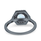 Art Deco Hexagon Wedding Bridal Ring Round Simulated Cubic Zirconia 925 Sterling Silver