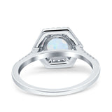 Art Deco Hexagon Wedding Bridal Ring Round Simulated Cubic Zirconia 925 Sterling Silver