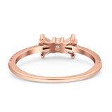 Petite Dainty Ribbon Bow Ring Baguette Engagement Band Round Simulated Cubic Zirconia 925 Sterling Silver